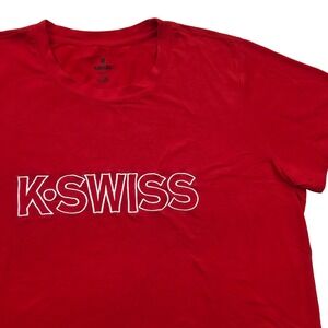 K-Swiss Embroired Logo‎ Graphic Crew Neck Short Sleeve Shirt Red Mens Large